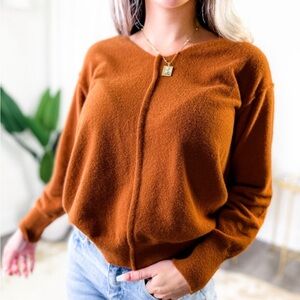 Rust Long Sleeve v-neck pullover sweater